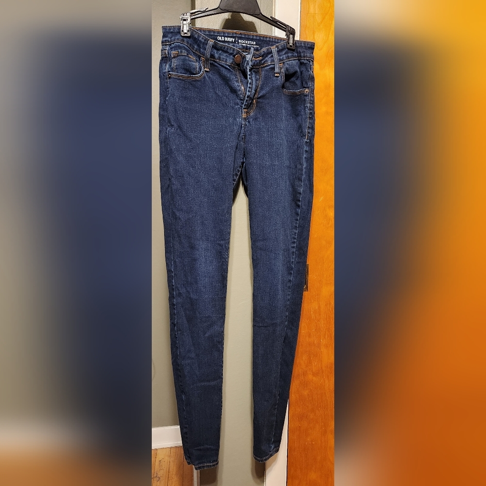 Old navy, Midrise, Rockstar dark blue jeans